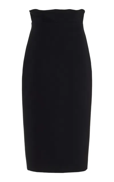 Brandon Maxwell The Cadence Wool-silk Crepe Midi Pencil Skirt In Black