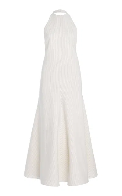 Brandon Maxwell The Calla  Halter Neck Wool-blend Mini Dress In White