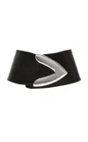 Brandon Maxwell The Callahan Wide Belt With Oversized Metal Tip Hardware In Black