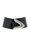 Brandon Maxwell The Callahan Wide Belt With Oversized Metal Tip Hardware In Black