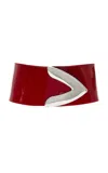 Brandon Maxwell The Callahan Wide Belt With Oversized Metal Tip Hardware In Red