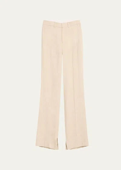 Brandon Maxwell The Cameron Straight Leg Linen Trousers In Sand