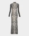 Brandon Maxwell The Camille Animal-print Cashmere Maxi Dress In Multi
