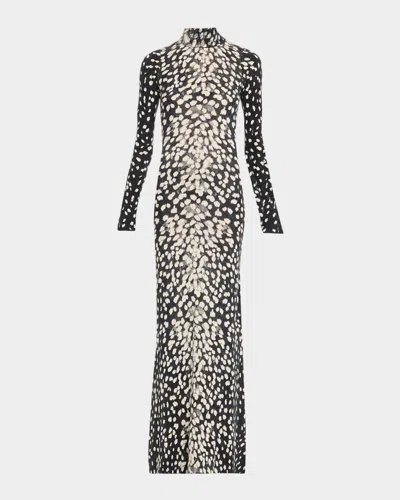 Brandon Maxwell The Camille Animal-print Cashmere Maxi Dress In Multi