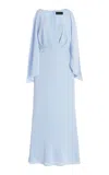 Brandon Maxwell The Camille Gathered Silk Crepe De Chine Maxi Dress In Sky Blue