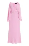 Brandon Maxwell The Camille Gathered Silk Crepe De Chine Maxi Dress In Pink