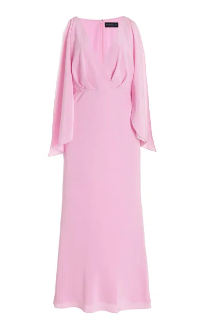 Brandon Maxwell The Camille Gathered Silk Crepe De Chine Maxi Dress In Pink