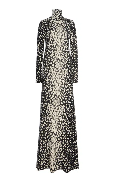 Brandon Maxwell The Camille Hand-printed Cashmere Gown In Animal