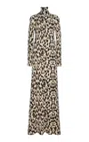 Brandon Maxwell The Camille Hand-printed Cashmere Gown In Off-white