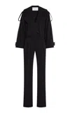 Brandon Maxwell The Carmen Belted Twill Jumpsuit In Black
