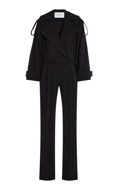 Brandon Maxwell The Carmen Belted Twill Jumpsuit In Black