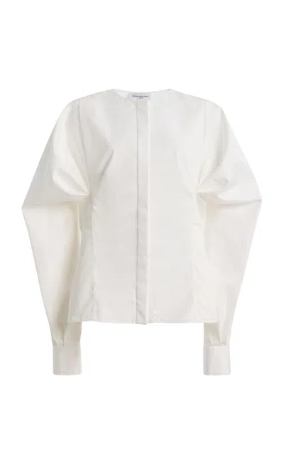 Brandon Maxwell The Carter Gathered Cotton Shirt In White