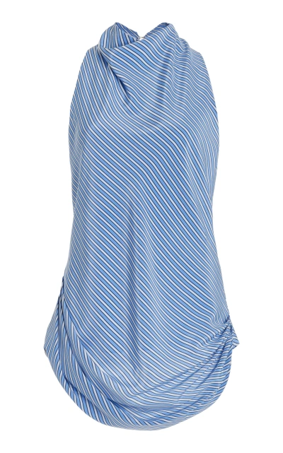 Brandon Maxwell The Celestia Silk Top In Blue