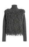 Brandon Maxwell The Chapin Furry Cashmere Sweater In Grey