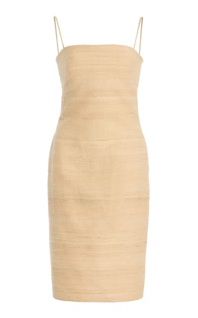 Brandon Maxwell The Collier Silk-cotton Midi Dress In Neutral