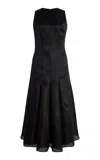 Brandon Maxwell The Collins A-line Silk Midi Dress In Black