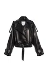 Brandon Maxwell The Collins  Belted Leather Trench Jacket In Black