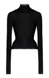 Brandon Maxwell The Cooper Ribbed-knit Turtleneck In Black