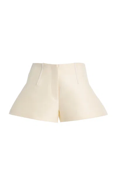 Brandon Maxwell The Cricket  Bell-shaped Wool-silk Mini Shorts In White