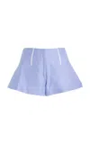 Brandon Maxwell The Cricket  Boning-detailed Cotton Mini Shorts In Blue