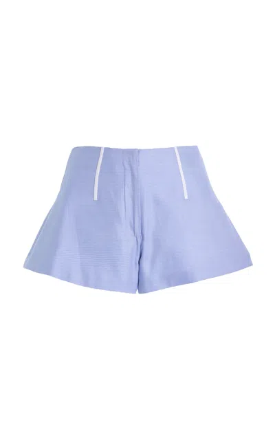 Brandon Maxwell The Cricket  Boning-detailed Cotton Mini Shorts In Blue