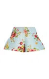 Brandon Maxwell The Cricket  Floral Wool-silk Mini Shorts In Multi