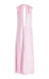 Brandon Maxwell The Daphne Plunge Caftan Dress In Light Pink