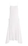 Brandon Maxwell The Darby Cascade-hem Crepe Midi Dress In White