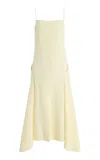 Brandon Maxwell The Darby Cascade-hem Crepe Midi Dress In Yellow