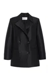 Brandon Maxwell The Delaney  Boxy Wool-silk Faille Tuxedo Jacket In Black
