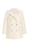 Brandon Maxwell The Delaney  Boxy Wool-silk Faille Tuxedo Jacket In Neutral