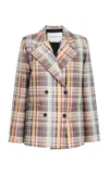 Brandon Maxwell The Delaney Plaid Wool-silk Mikado Tuxedo Jacket In Multi