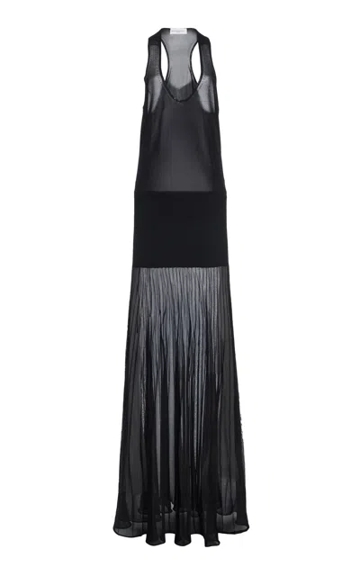 Brandon Maxwell The Delphine  Scoop Neck Racer Back Gown In Black