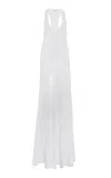 Brandon Maxwell The Delphine  Scoop Neck Racer Back Gown In White