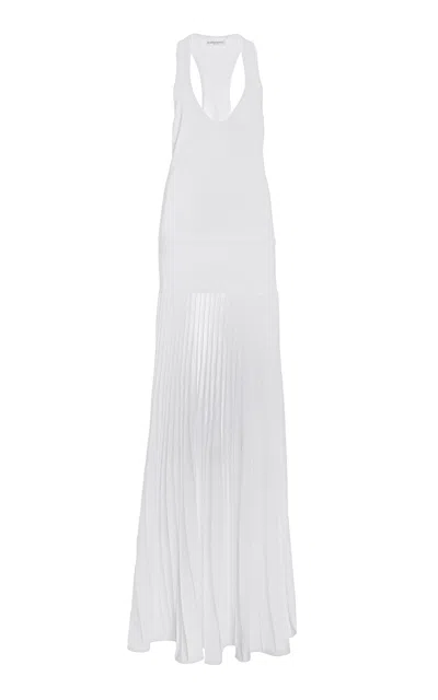 Brandon Maxwell The Delphine  Scoop Neck Racer Back Gown In White