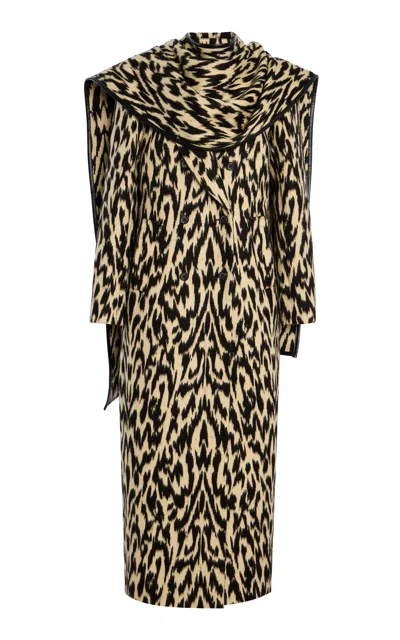 Brandon Maxwell The Demi Printed Virgin Wool Coat In Off-white