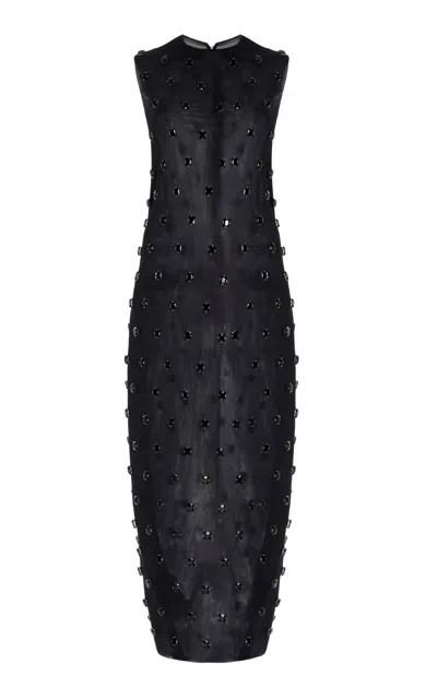 Brandon Maxwell The Denyse Embellished Maxi Sheath Dress In Black