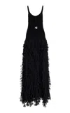 Brandon Maxwell The Devyn Petal Ribbon-embroided Maxi In Black