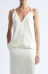 Brandon Maxwell The Drew Deep V-neck Satin Tank In White