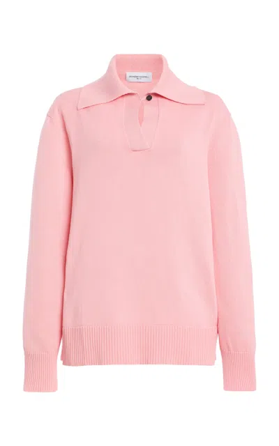 Brandon Maxwell The Edie Relaxed Knit Polo Sweater In Pink