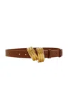 Brandon Maxwell The Edythe Swirl Leather Belt In Brown
