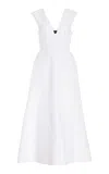 Brandon Maxwell The Eliza Ruched Polka-dotted Jacquard Midi Dress In White