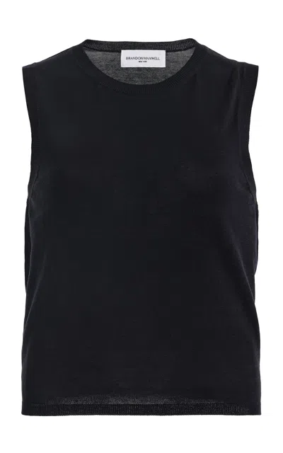 Brandon Maxwell The Elle Featherweight Silk-cotton Tank Top In Black