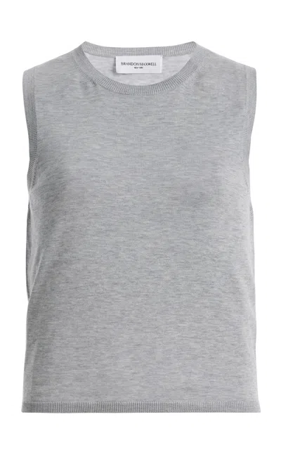 Brandon Maxwell The Elle Featherweight Silk-cotton Tank Top In Gray