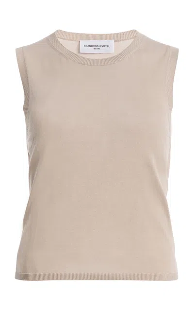 Brandon Maxwell The Elle Featherweight Silk-cotton Tank Top In Neutral