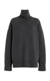 Brandon Maxwell The Ellen Classic Knit Cashmere Turtleneck Sweater In Grey
