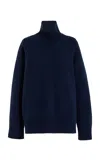 Brandon Maxwell The Ellen Classic Knit Cashmere Turtleneck Sweater In Navy