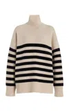 Brandon Maxwell The Ellen Classic Knit Cashmere Turtleneck Sweater In Stripe
