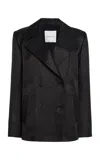 Brandon Maxwell The Elliot Double-breasted Wool-silk Jacket In Black
