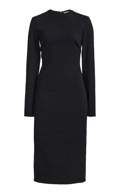 Brandon Maxwell The Ellis Linen-blend Sheath Dress In Black